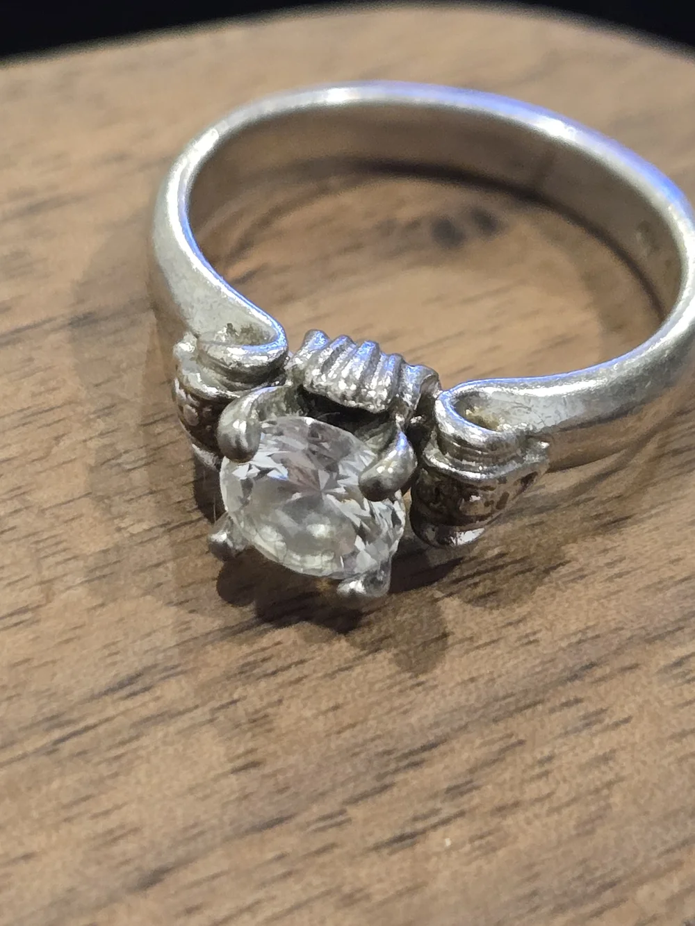 Vintage SP LiND Silver Solitaire Ring with Clear Stone - Women's Jewelry